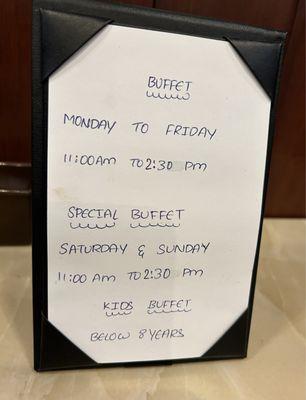 Buffet hours