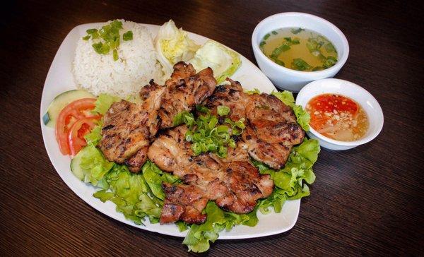 Bbq chicken rice plate! (Soup by request)