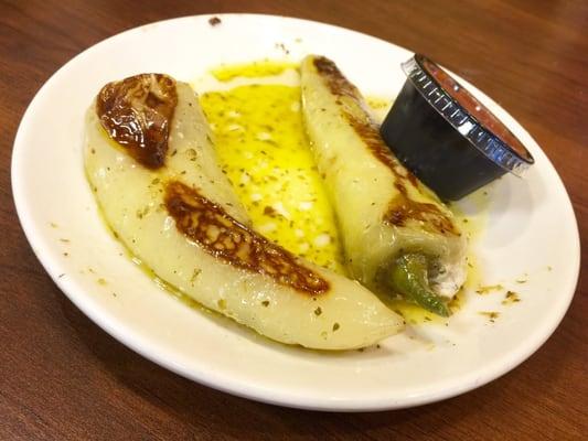 Grilled stuffed banana peppers w/ cheese