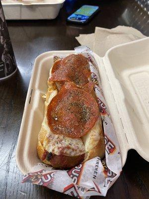 Pepperoni Pizza Meatball Sub with a drink on the side,was extremely delicious,sad that it's only limited time only tho.