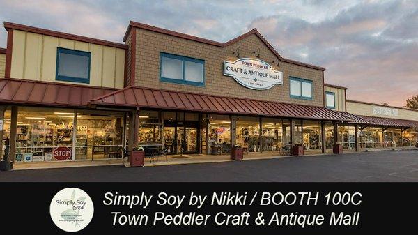 Simply Soy by Nikki is in BOOTH 100C inside Town Peddler Craft & Antique Mall in Livonia, MI, across from the cashier counter.