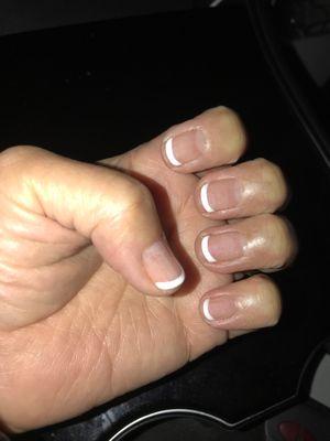 Gel French mani on my short nails.