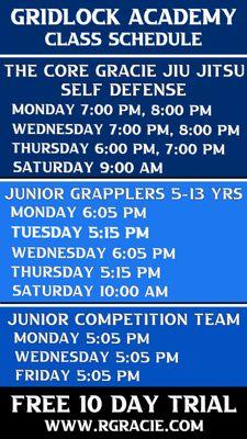 2022-2023 Gridlock Academy Jiu-Jitsu Schedule in La Mirada