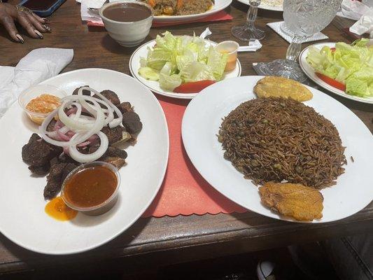 Fried goat (Tasso) and legume