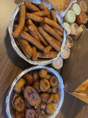 Yuca fries and sweet plantains