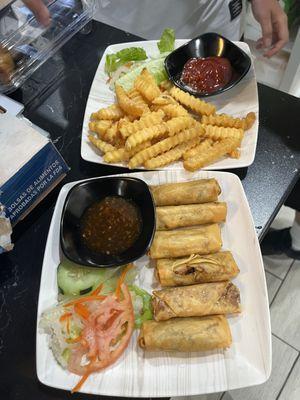 Honey butter fries and Spring rolls