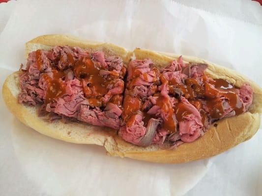 Large Roasted Beef Sub w/ Sauce.