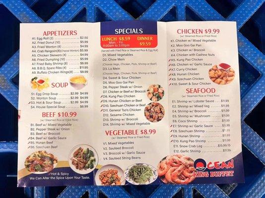 Ocean King Buffet Menu