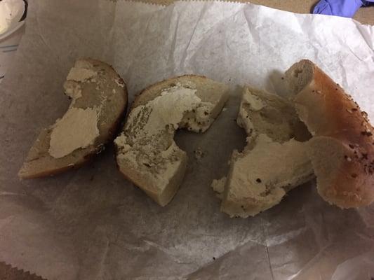 Bagel with "cream cheese" - thanks Bagelicious! Awful.