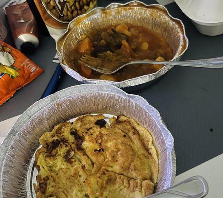 Scrambled Eggs (Laksa) and vegetarian food ( Mushakal)