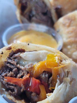 Cheese steak eggrolls