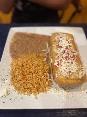 Ground beef chimichanga.