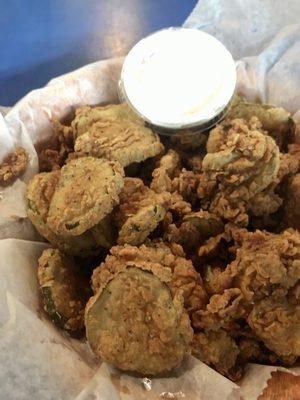 Fried Pickles with a beacon of ranch dressing