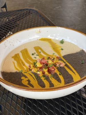 Black and white soup - art in a bowl