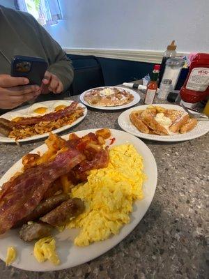 Hungry "man" breakfast with French toast