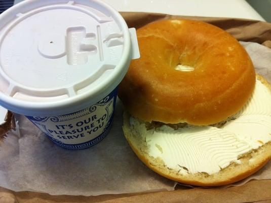 Plain Bagel and Cream Cheese w/ Tea