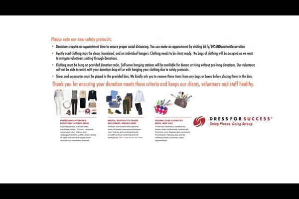 Clothing Donations: In-season, summer professional attire