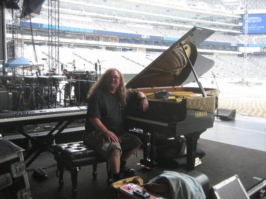 Onsite at new Giant Stadium preparing piano for Eagles concert