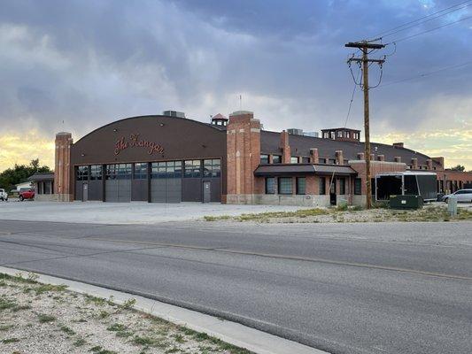 The old hangar which is now the restaurant