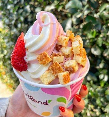 Custom Frozen Yogurt Creation - Fresh Strawberry and Cheesecake