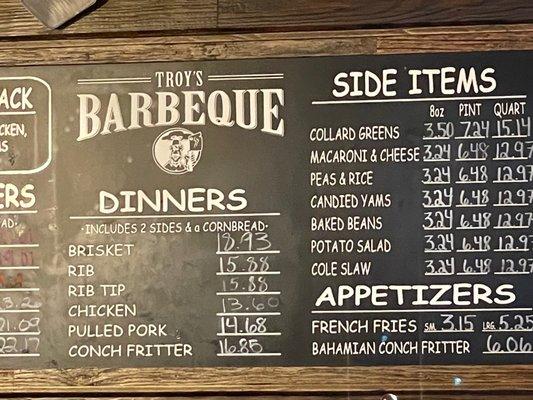 2021 Menu Board