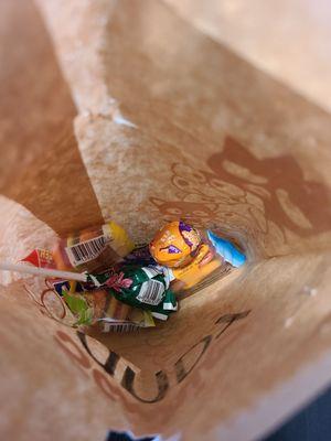 My daughter thought she was purchasing Sanrio themed candy. Candy bag is just filled with mentos & other random candy very disappointing