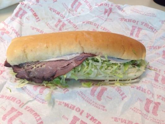 #14 Bootlegger Club: roast beef, turkey breast, lettuce, tomato, and mayo. (I still prefer no mayo and add Dijon!)