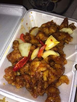 General Tsao chicken. Take out.