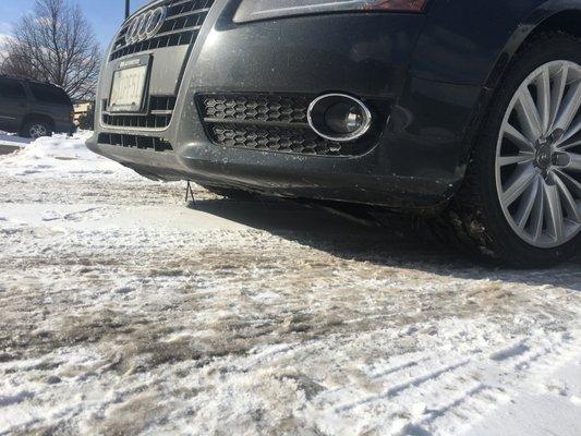 Zip tie repair to attach bumper to car