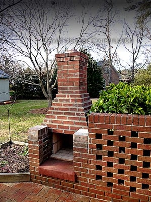 Outside brick fireplace