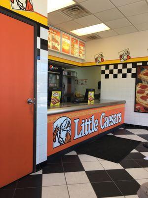 Inside the Little Caesars.