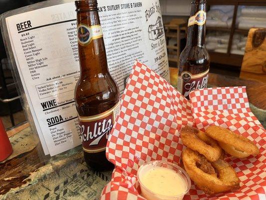 We ordered a couple delicious Baxa burgers with onion rings.  The burgers are not pictured.  You'll have to visit to see and enjoy them!