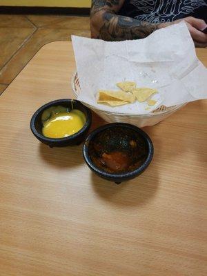 Chips and salsa were so good we ordered seconds. Chips are house made.