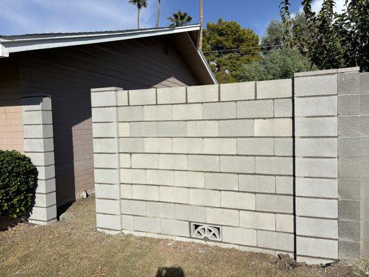 4x8x16 block wall at 6 feet high with a 3 foot gate opening.