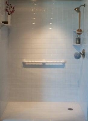 Bath Fitter can install a barrier-free shower that is accessible to a person in a wheelchair.