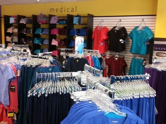 The store features work uniforms and apparel, and offers embroidery while you shop to add a name, dept. etc.