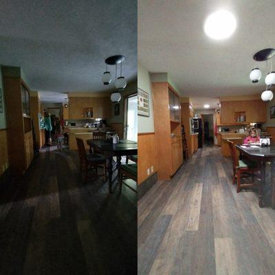 Before and after a 14" Solatube daylighting system was installed!