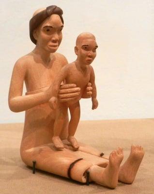 Julius Mfete; mother and child figure; circa 2000; wood