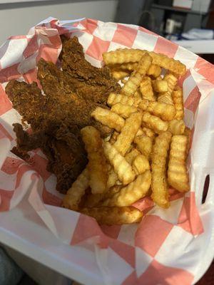 Medium chicken strips and fries