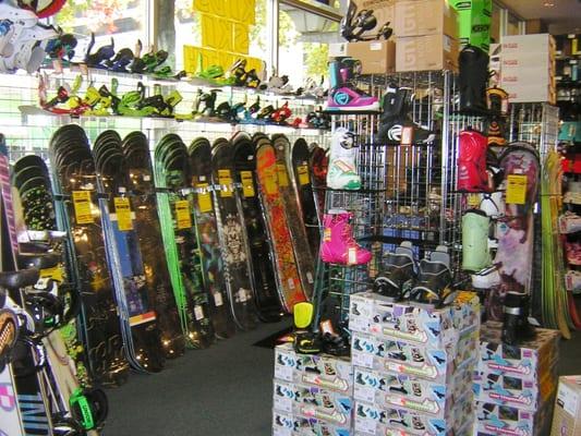 Snowboards, boots, bindings, parts, and accessories in both new and used.