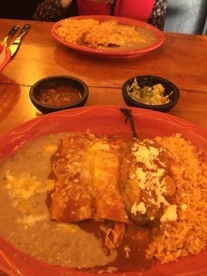 Beef and chicken enchiladas and the BEST chili rellenos ever!!!