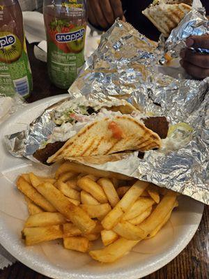 Lamb gyro with fries