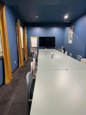 Host your next off site meeting or training in our large conference room with a 70 inch monitor, whiteboards, and mobile tables.