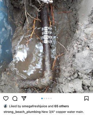 New 3/4 copper water main