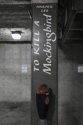 Parking garage art installation.