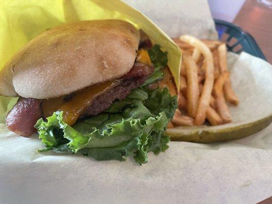 The bacon cheeseburger!