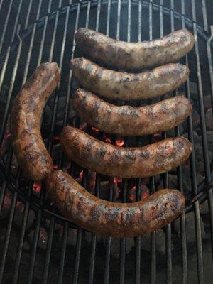 Holiday sausage on the Weber Performer...some of the best Italian sausage in CLE.