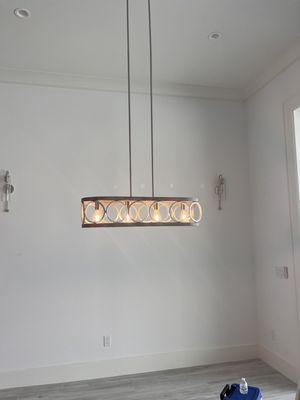 Light fixture over dining room table