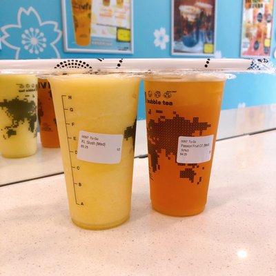 Left to Right: Kumquat Lemon Slush & Passion Fruit Green Tea