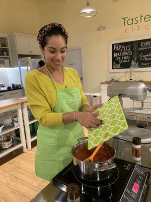 Making the tomato sauce